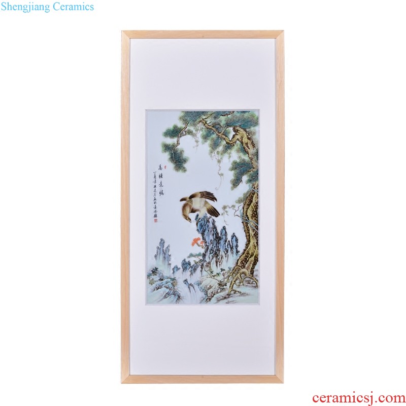 Jingdezhen ceramics hand-painted wall of setting of famille rose porcelain plate paint decoration hanging decoration of Chinese style living room furnishing articles