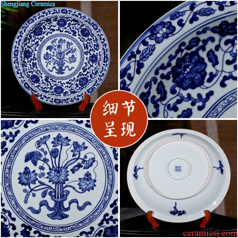 Jingdezhen ceramic floor large vase New Chinese style blue and white porcelain dragon bottle of home sitting room adornment is placed