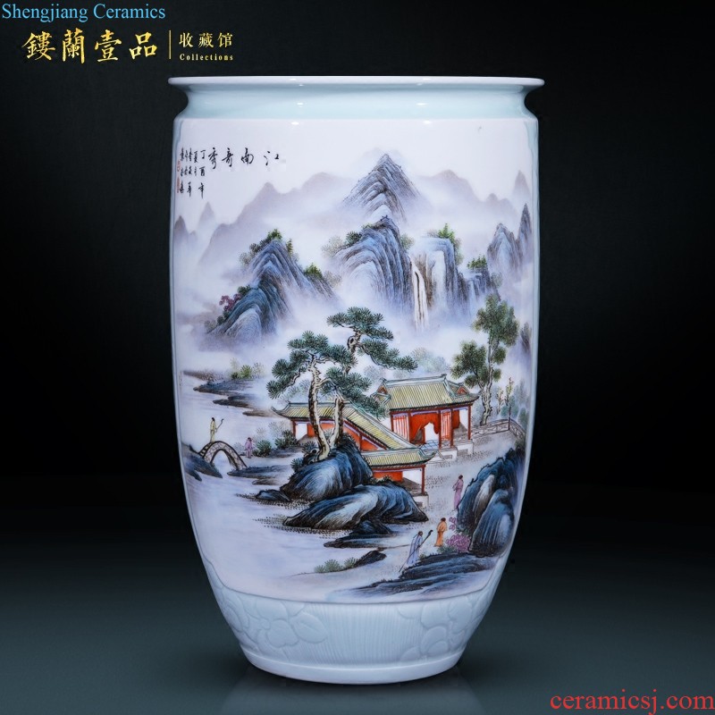 Jingdezhen ceramics archaize qing qianlong yellow ground the pastel sky big vase household sitting room adornment collection furnishing articles