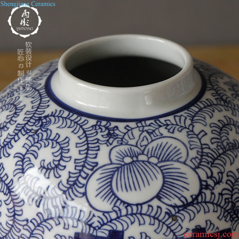 Rain tong home |/blue and white porcelain is the plum flower drum marriage room multi-functional furnishing articles furnishing articles ornaments of jingdezhen ceramics