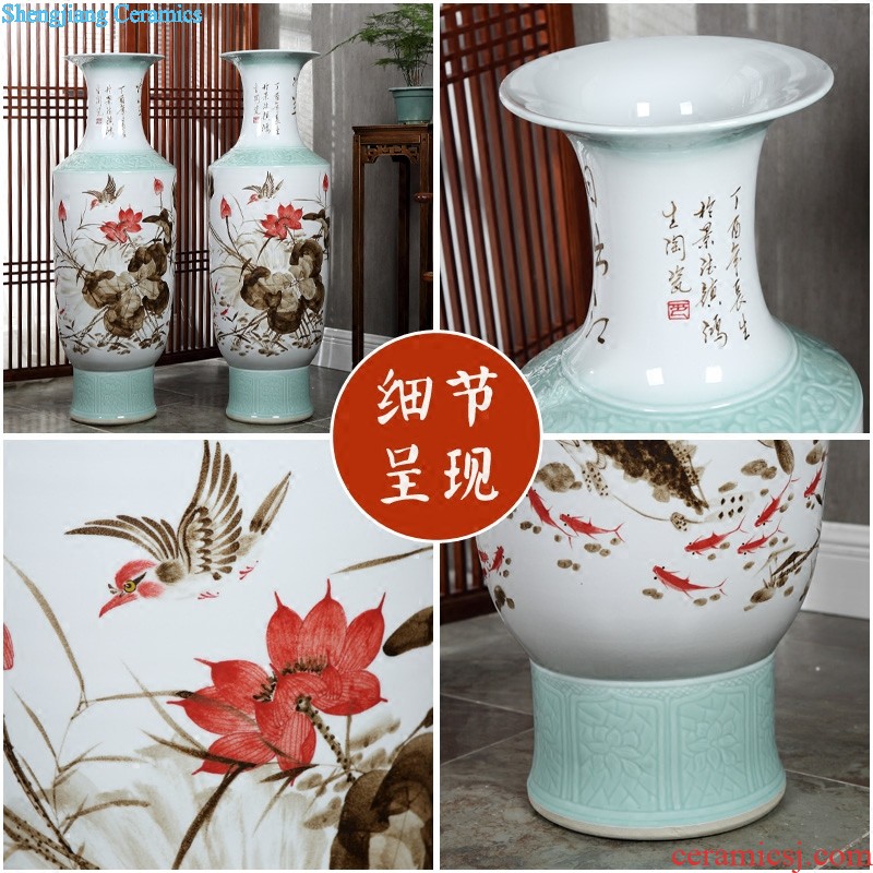 Jingdezhen ceramic furnishing articles large ground vase sitting room of Chinese style household decoration to the hotel porch TV ark process