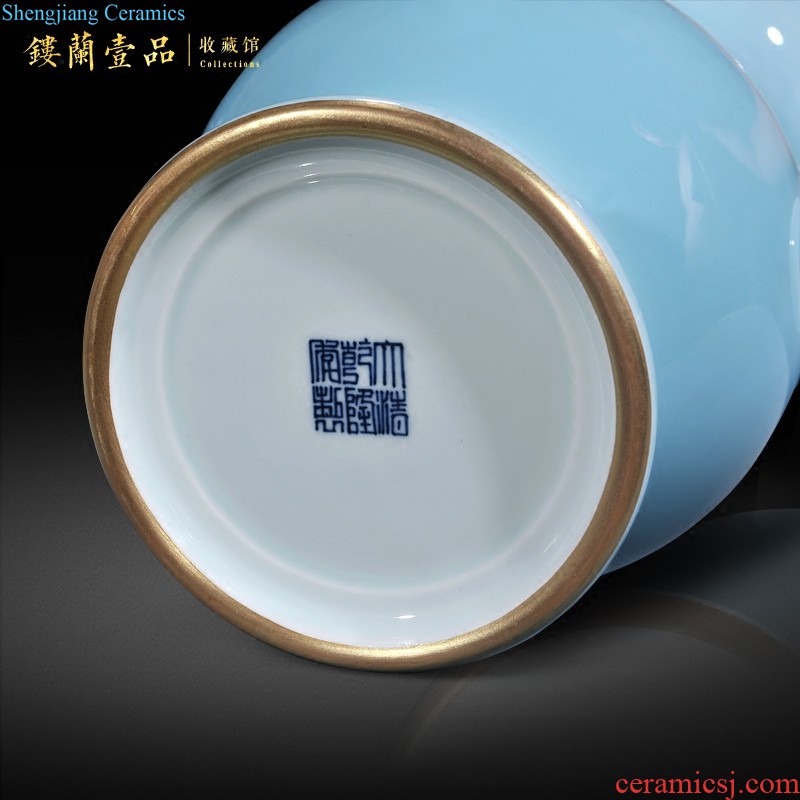 Jingdezhen ceramics blue and white youligong ears statue imitation qing qianlong vase furnishing articles sitting room home decor collection