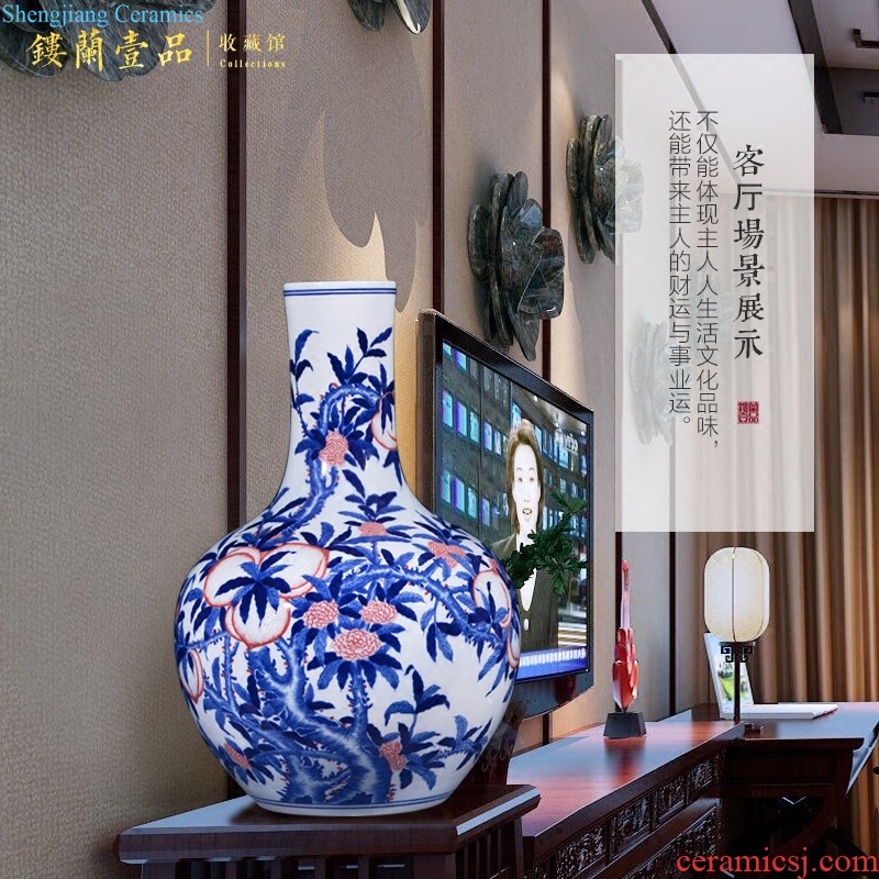 Jingdezhen ceramics imitation qing qianlong vase powder enamel guanyin sitting room of new Chinese style household adornment furnishing articles