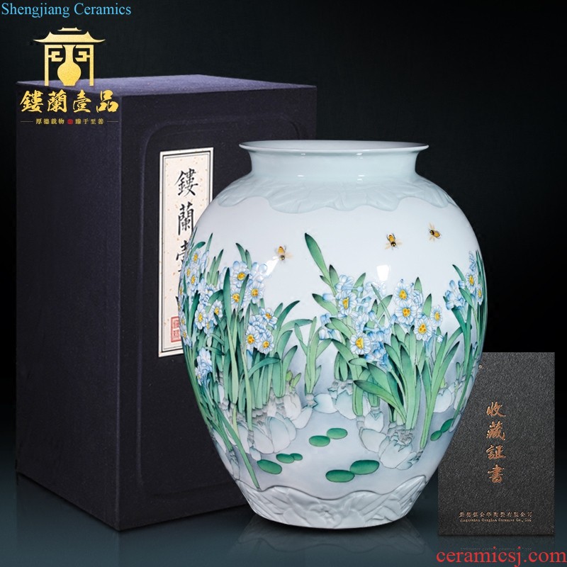 Jingdezhen ceramic Chinese hand-painted thin foetus dry flower vases, contemporary and contracted sitting room bedroom TV ark collection furnishing articles