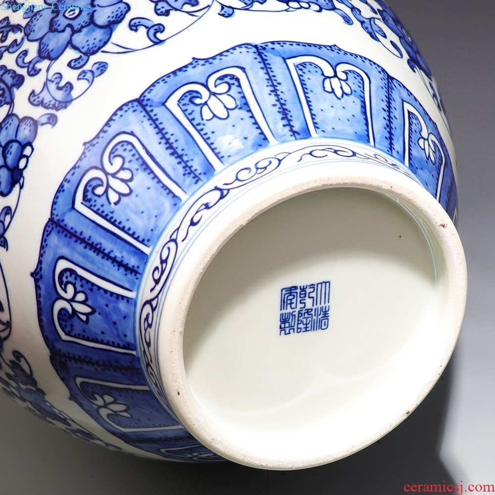 Jingdezhen ceramics new Chinese style household furnishing articles blue and white porcelain vase hand-painted landscape flower arrangement sitting room adornment