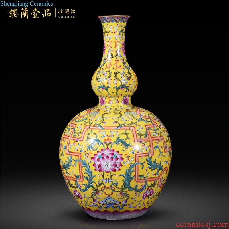 Jingdezhen ceramics imitation qing qianlong pastel hundred bucks grain ears statue of Chinese style living room decorative home furnishing articles collection