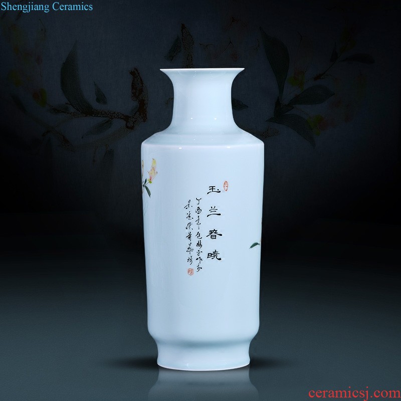 Jingdezhen ceramics half knife mud under the glaze color hand-painted green glaze vase bamboo reports of contemporary and contracted household adornment