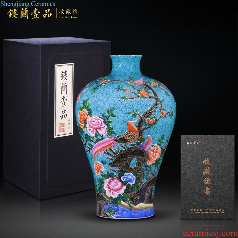 Jingdezhen ceramics antique blue-and-white fold branch flowers and grain garlic furnishing articles floret bottle of new Chinese style household decorations