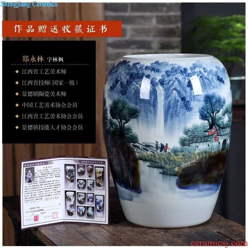 Jingdezhen ceramics furnishing articles Hand painted porcelain vases, flower arranging youligong freehand brushwork in traditional Chinese painting of flowers and birds New Chinese style arts and crafts