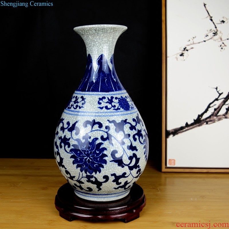 Jingdezhen ceramic Mediterranean style blues blue vase three-piece sitting room is contracted flower adornment furnishing articles