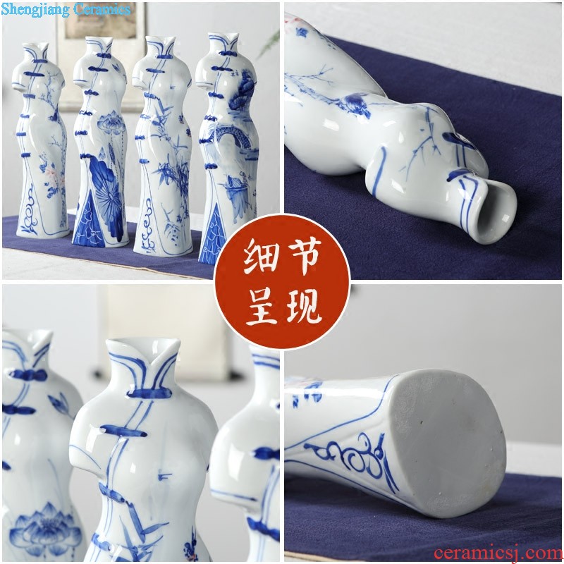 Jingdezhen ceramic porcelain furnishing articles Antique blue and white porcelain landscape general tank storage tank is Chinese style living room furniture decoration