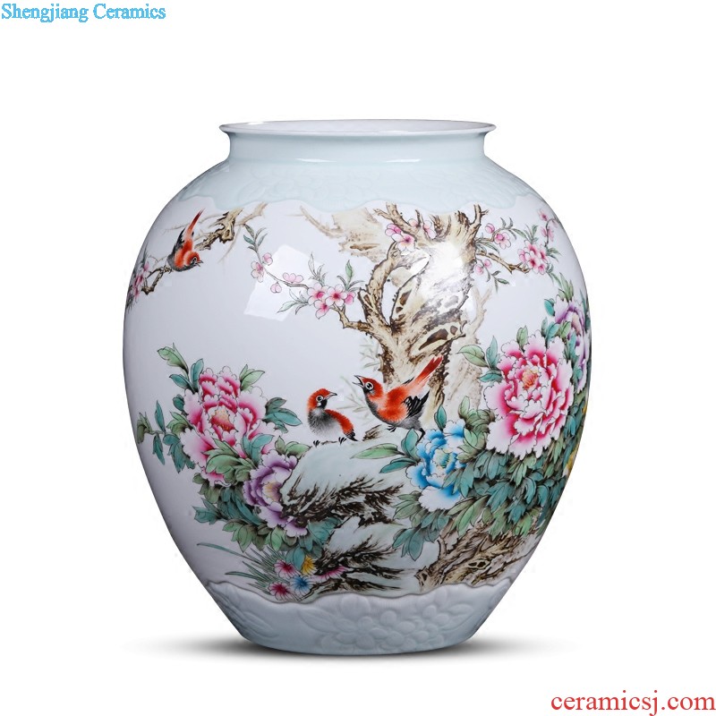 Jingdezhen ceramic furnishing articles Hand painted blue and white porcelain vase thin foetus prosperous new Chinese style living room porch act the role ofing is tasted