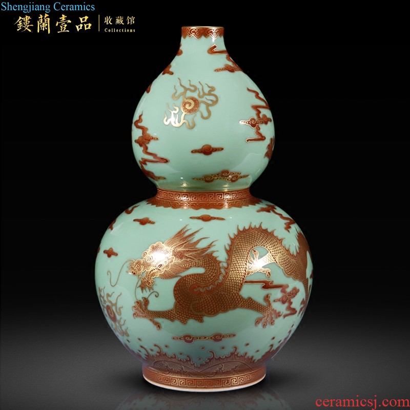 Jingdezhen ceramics hand-painted pastel dried flowers big vase book picture scroll of Chinese style household adornment of contemporary sitting room is placed