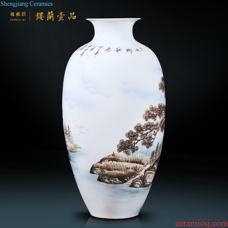 Jingdezhen ceramics Famous master hand painted blue and white porcelain vase Songshan cold spring The sitting room adornment is placed