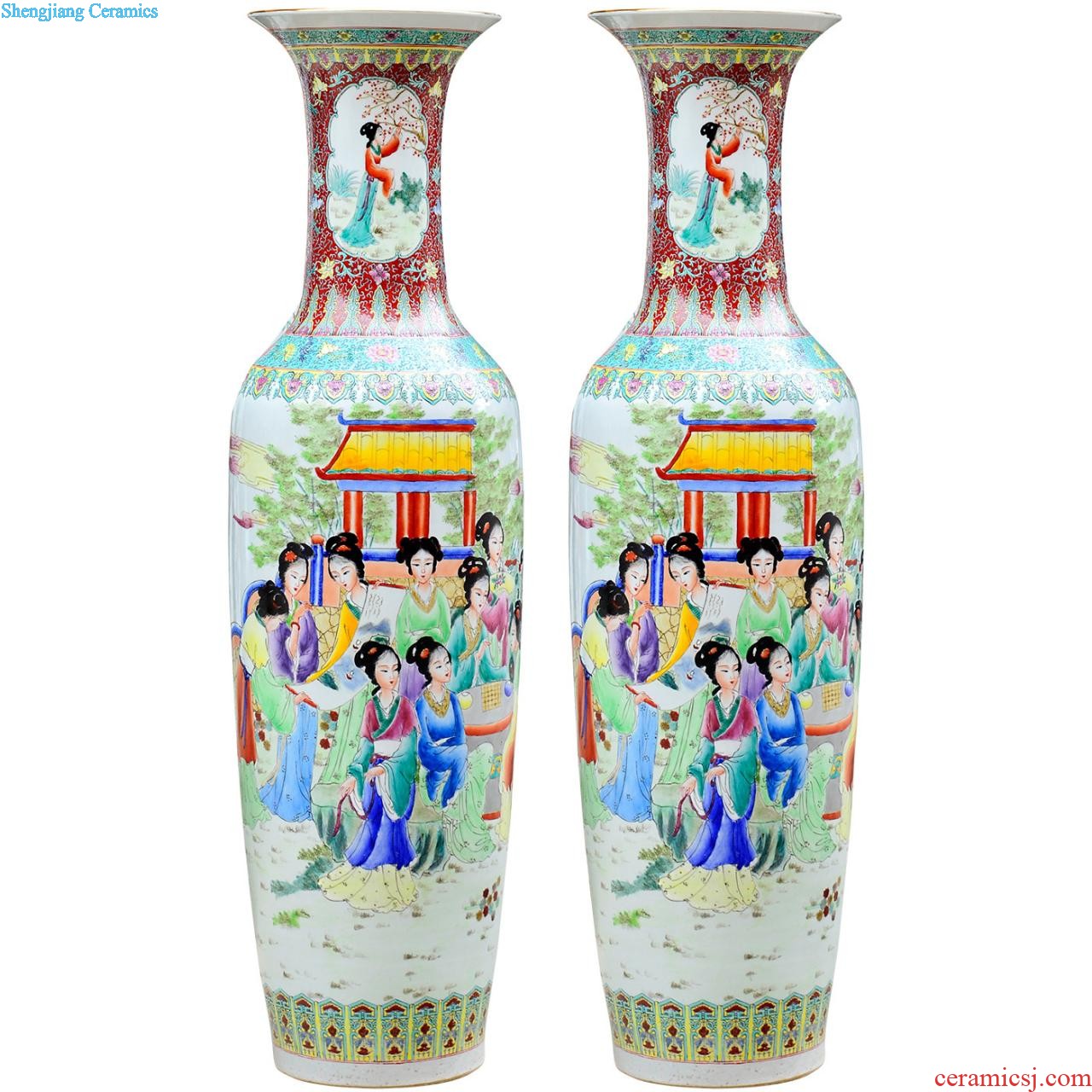 Jingdezhen ceramics hand-painted porcelain imitation qianlong year bucket color vases, flower arranging new Chinese style sitting room adornment is placed