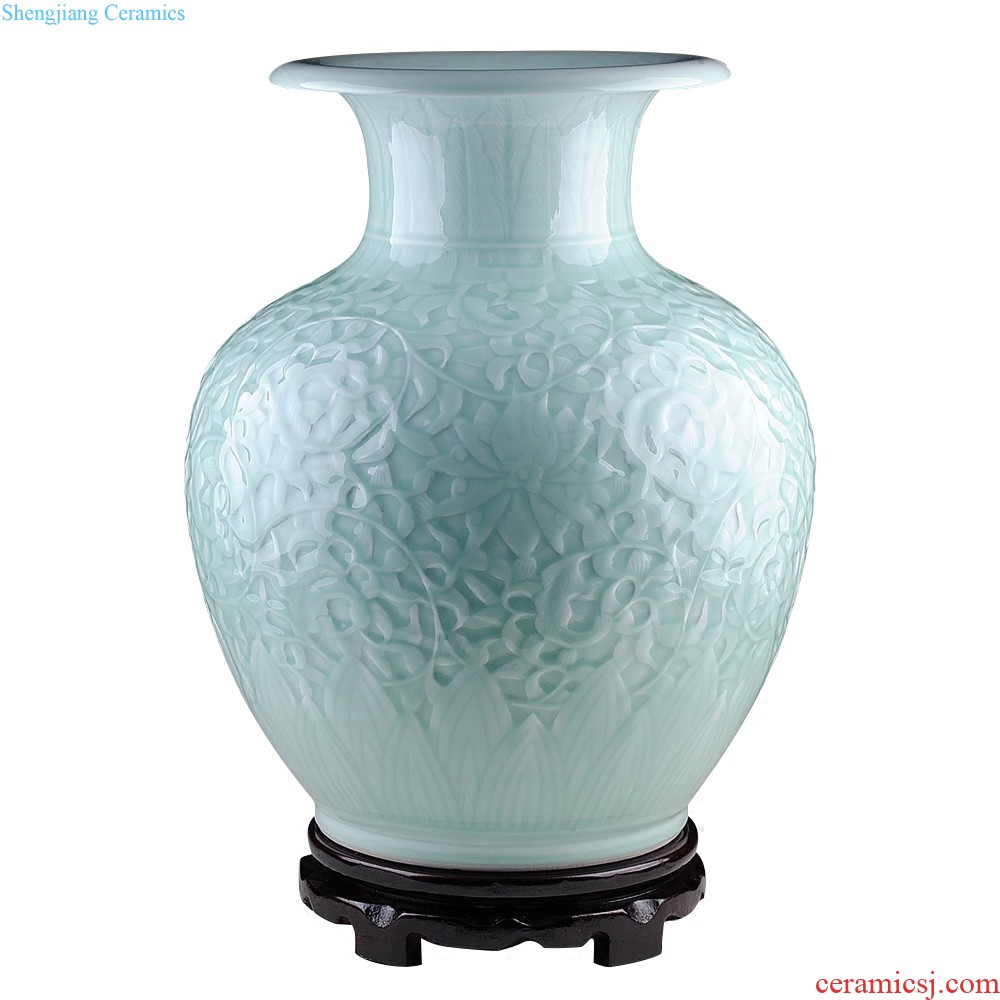 Jingdezhen ceramic vase large landing hand-painted jiangnan spring quiver hotel flower arrangement sitting room adornment is placed