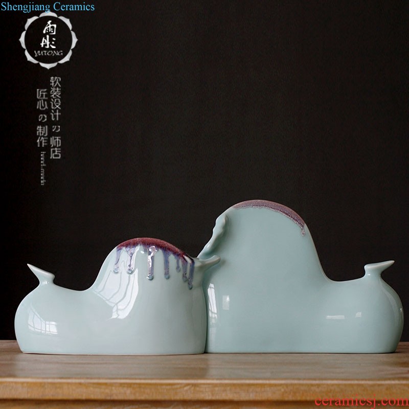 The rain tong household | hand knead shadow celadon porcelain bird Jingdezhen ceramics by hand furnishing articles process