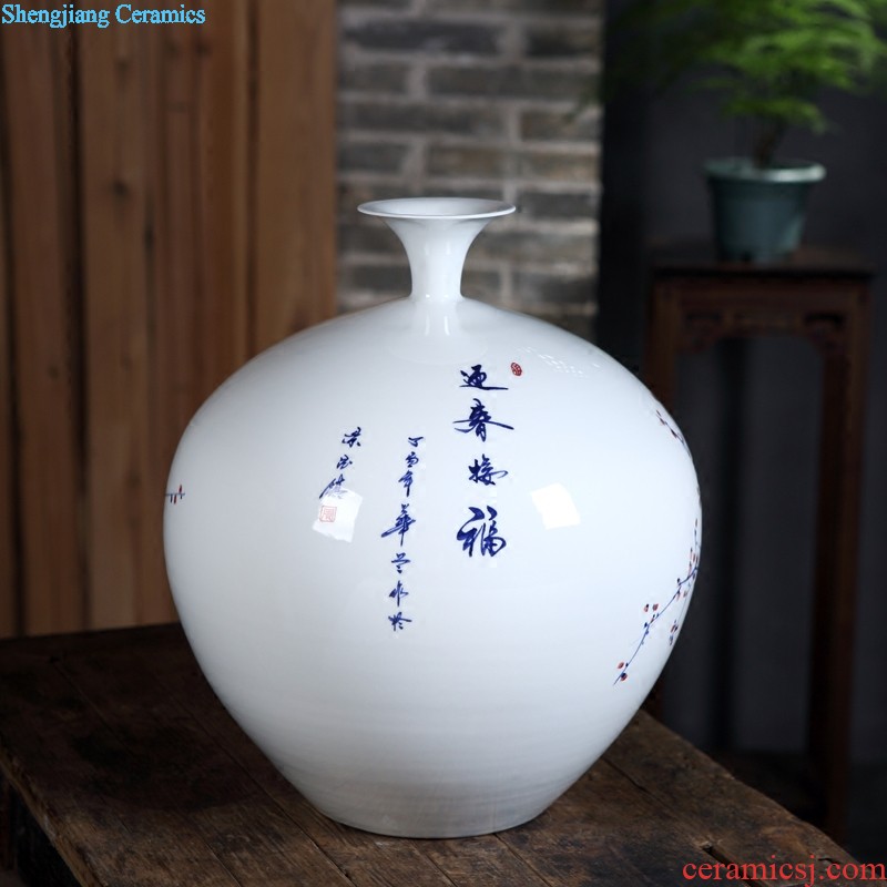 Jingdezhen ceramics vase Hand painted blue and white porcelain chun connect FuXin Chinese style decoration crafts are sitting room