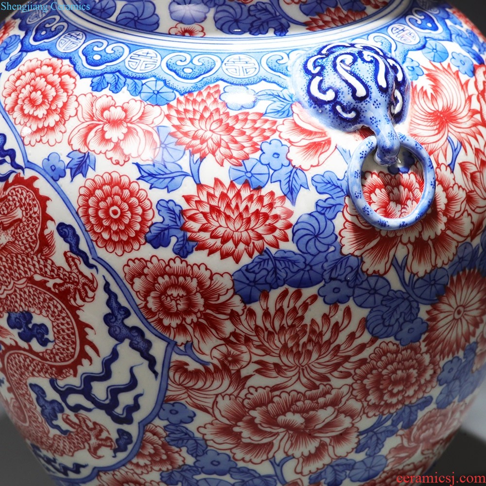 Jingdezhen ceramics and exquisite knife clay under the green glaze hand-painted color vases, flower arranging flowers is contemporary and contracted sitting room