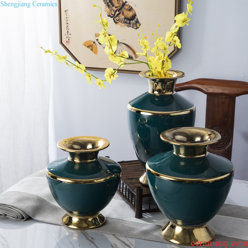 Jingdezhen ceramics Manual celadon vase Chinese style restoring ancient ways of sitting room rich ancient frame home furnishing articles