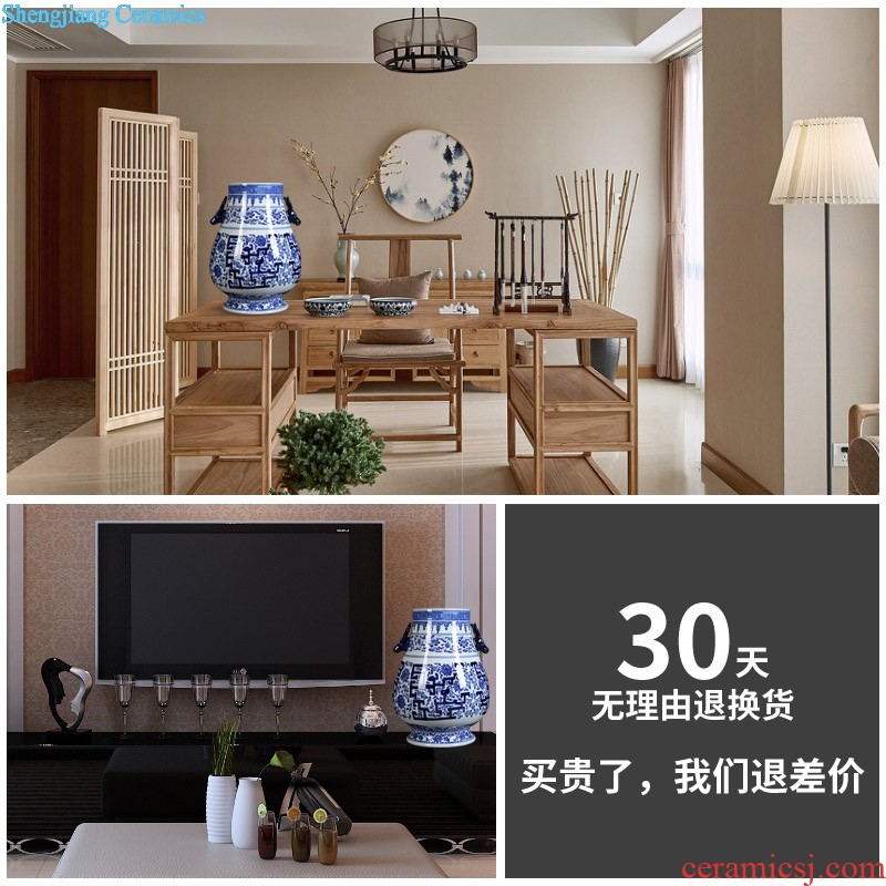 Jingdezhen ceramics vase furnishing articles hand-painted pastel live long and proper Chinese style household flower arrangement sitting room adornment