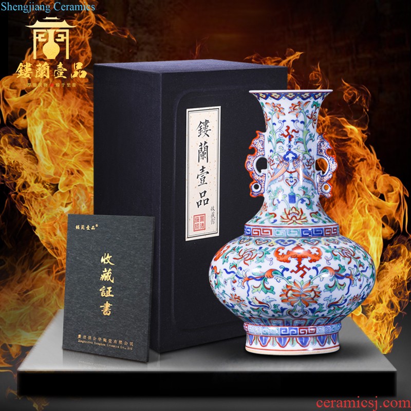 Jingdezhen ceramics blue colour imitation qing qianlong offering dragon mei bottle of flower vases, house sitting room adornment furnishing articles