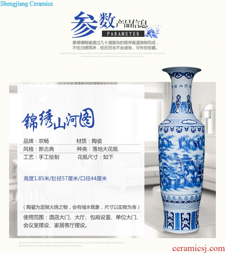 Famous master of jingdezhen ceramics hand-painted vases, flower arranging furnishing articles furnishing articles five sub-ka Chinese style living room decoration