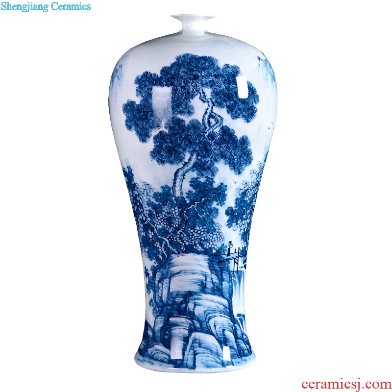 Famous master of jingdezhen ceramics hand-painted pastel landscape of large vases, Chinese style sitting room adornment is placed