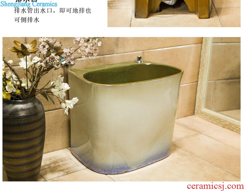 Koh larn, neat hand-drawn square stage basin ceramic lavabo art of the basin that wash a face basin sinks green lotus