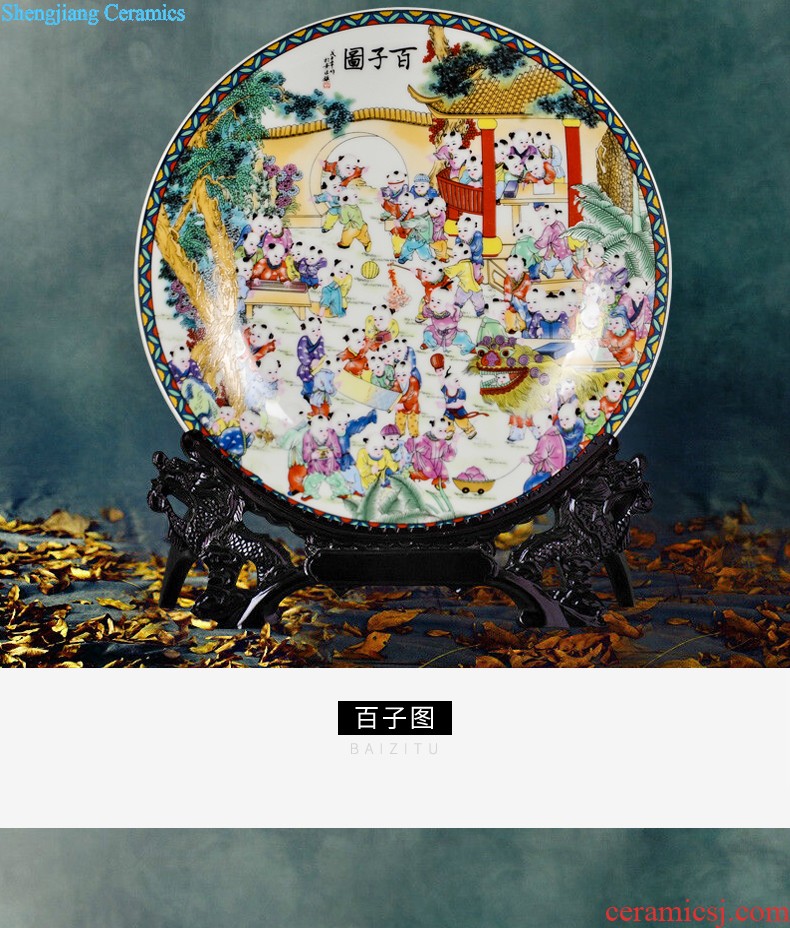 Jingdezhen ceramic powder enamel hand-painted landing big vase full sitting room adornment is placed and calligraphy calligraphy and painting cylinder cylinder