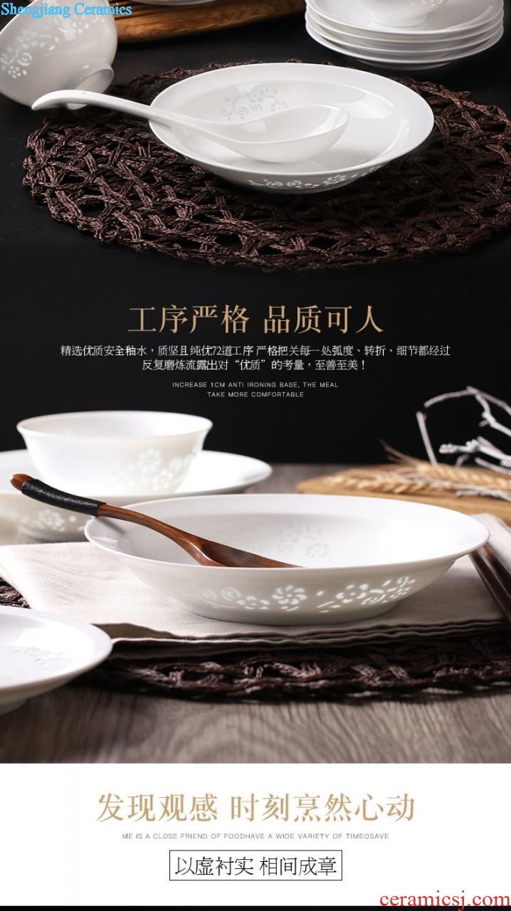 Chinese style bone porcelain household food dish Creative fish dish ceramic tableware in-glazed suit JiFanJin dishes