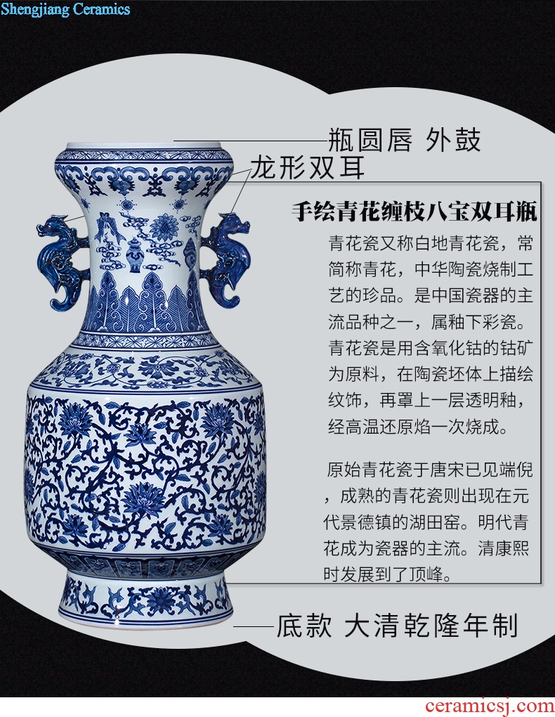 Sz - 035 blue and white porcelain of jingdezhen ceramics jiangnan spring scenery of large vase home sitting room adornment is placed