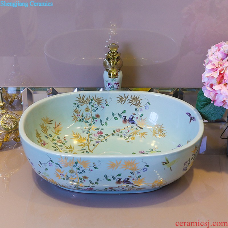 Koh larn, qi ceramic undercounter lavabo lavatory art basin of the basin that wash a face Taichung basin elliptical platinum peony