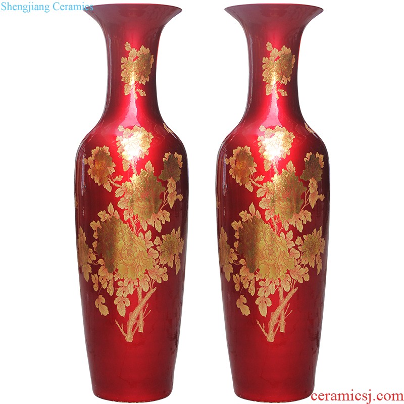 Jingdezhen ceramics red large vases, flower arranging Chinese style household adornment handicraft furnishing articles large living room