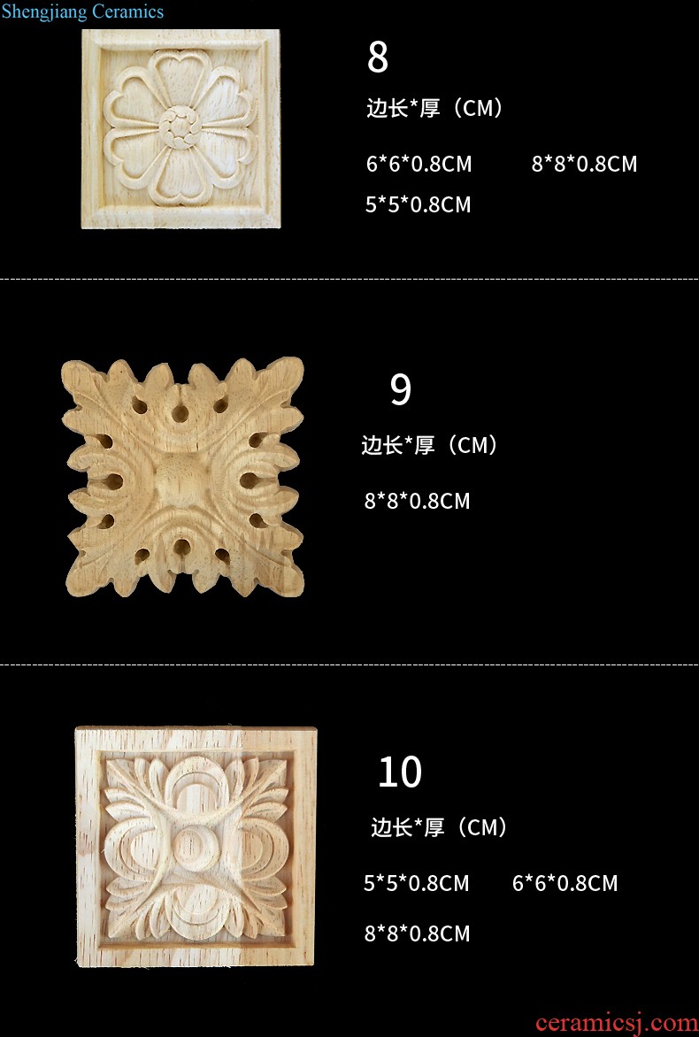 Wood carving flower square of carve patterns or designs on woodwork furniture decoration rectangle artical decals Roman chapiter bracket solid wood strips