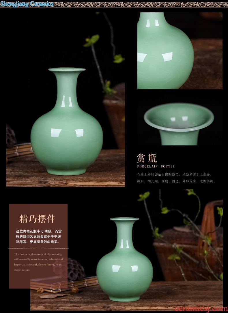 Jingdezhen ceramic vases, furnishing articles New Chinese style traditional Chinese painting landscape dried flowers flower arrangement home office decorations