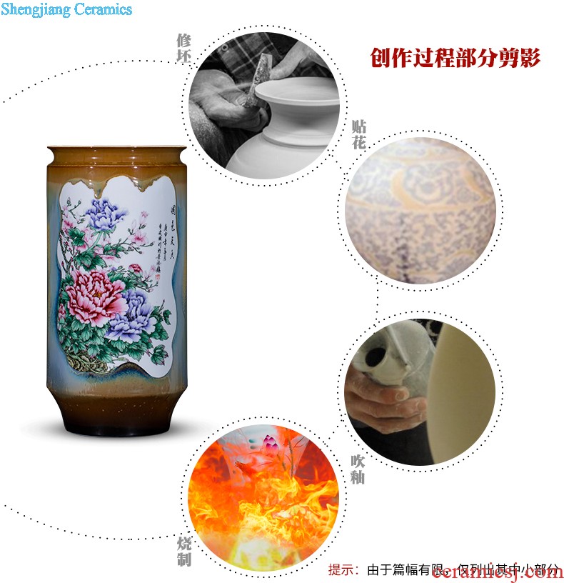 Jingdezhen ceramics famous hand-painted flower arranging device of blue and white porcelain vase furnishing articles rich ancient frame sitting room decoration