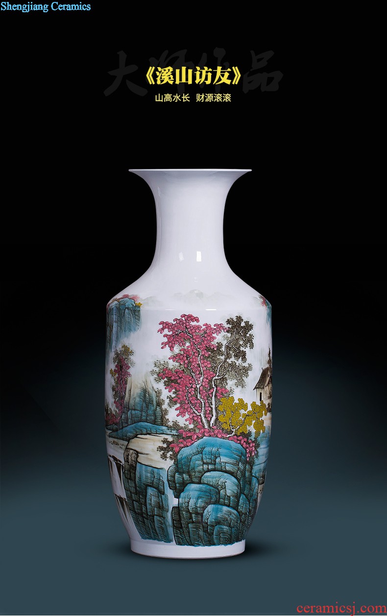 Jingdezhen ceramics antique Chinese landscape painting vase home sitting room adornment is placed the calligraphy and painting scroll cylinder