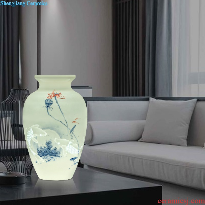 Jingdezhen ceramics vase antique blue and white landscape flower arranging, rich ancient frame sitting room adornment of Chinese style household furnishing articles