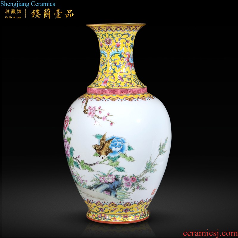 Jingdezhen imperial kiln chinaware archaize qing qianlong enamel pastel scramble for CV 18 wealth ears flat bottles of furnishing articles