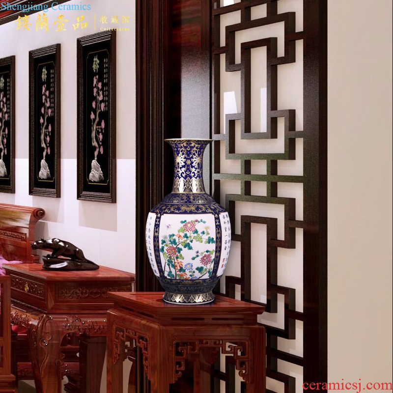 Jingdezhen ceramics hand-painted decorative flower arranging a large vases, new Chinese style household living room TV cabinet collection furnishing articles