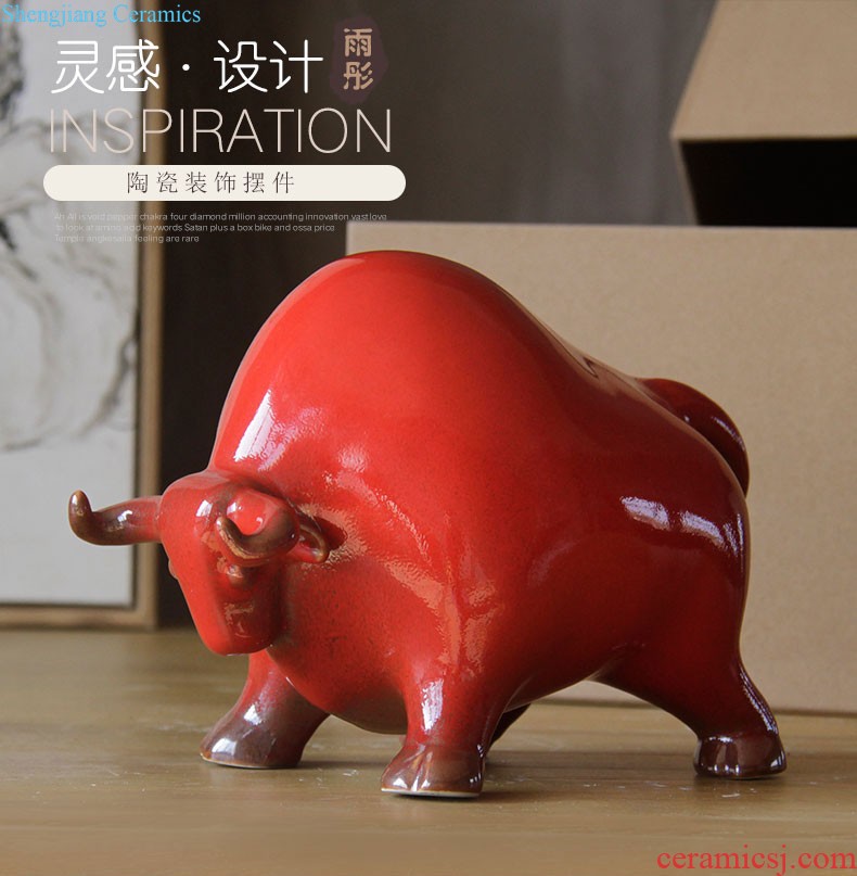 Rain tong home | jingdezhen ceramics ceramic ma/cattle household handmade ceramic decoration crafts are sitting room