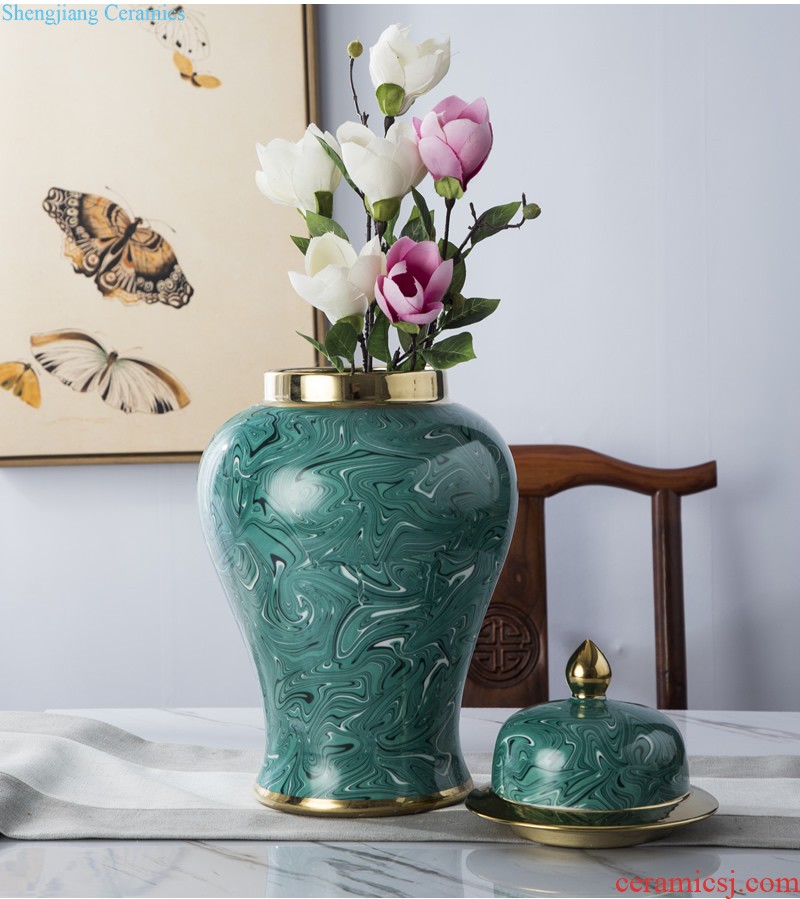 Jingdezhen ceramics celadon vase carving flower arrangement sitting room home pottery soft adornment restoring ancient ways furnishing articles