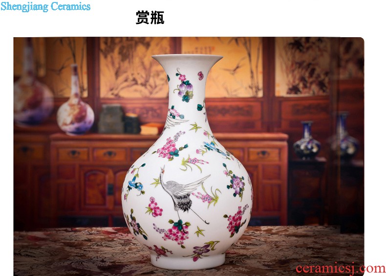 Jingdezhen ceramics antique vase hand-painted painting and calligraphy calligraphy and painting tube of classical Chinese style living room decorations study furnishing articles