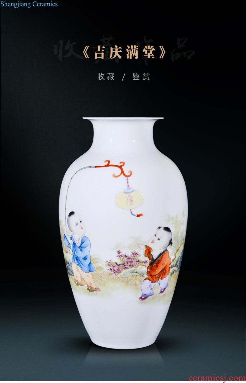 Master of jingdezhen ceramics hand-painted decorative flower vase new Chinese style living room TV cabinet porch is decorated collection