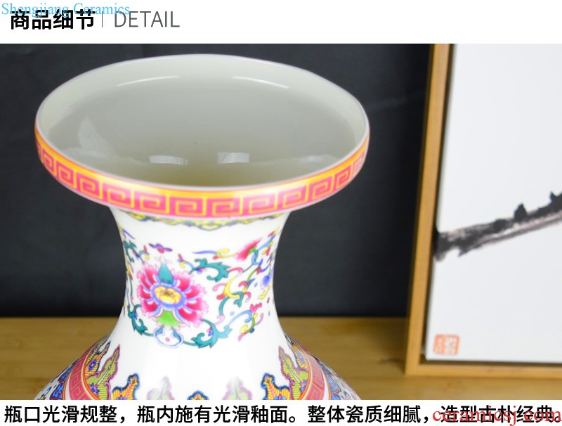 Jingdezhen crystalline glaze ceramic vase dried flowers flower arrangement sitting room european-style table creative household soft adornment is placed