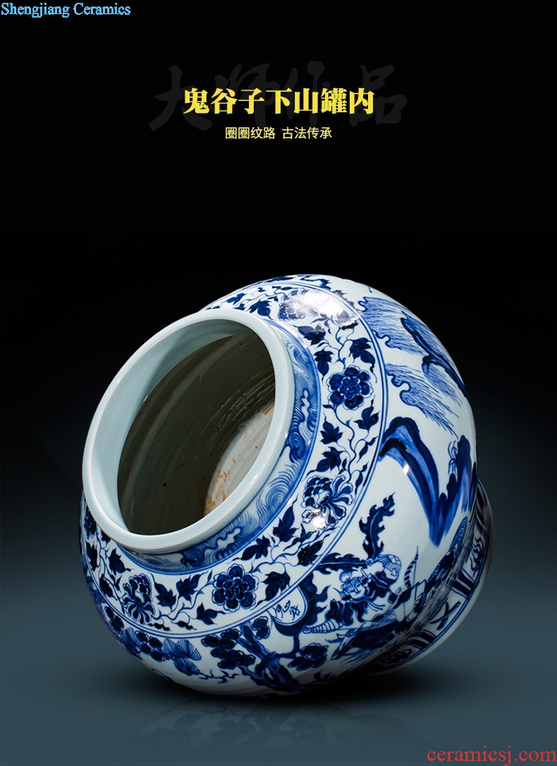 Cb27 large aquarium goldfish turtle of blue and white porcelain of jingdezhen ceramics to heavy cylinder fish bowl turtle cylinder feng shui porcelain