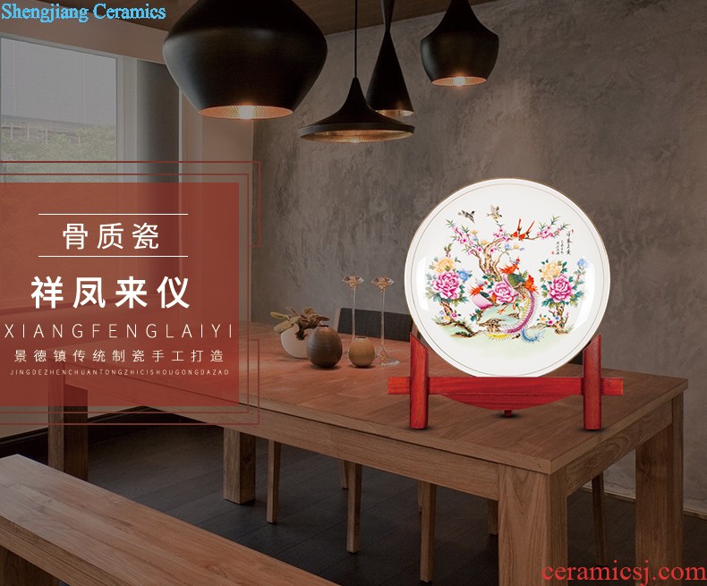 Z032 jingdezhen chinaware paint edge bone China hang dish decorative plate of the sitting room decorates place large parrot