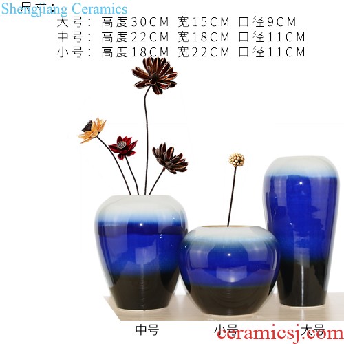 Jingdezhen ceramics kiln vase three-piece new Chinese flower arranging home furnishing articles sitting room adornment handicraft