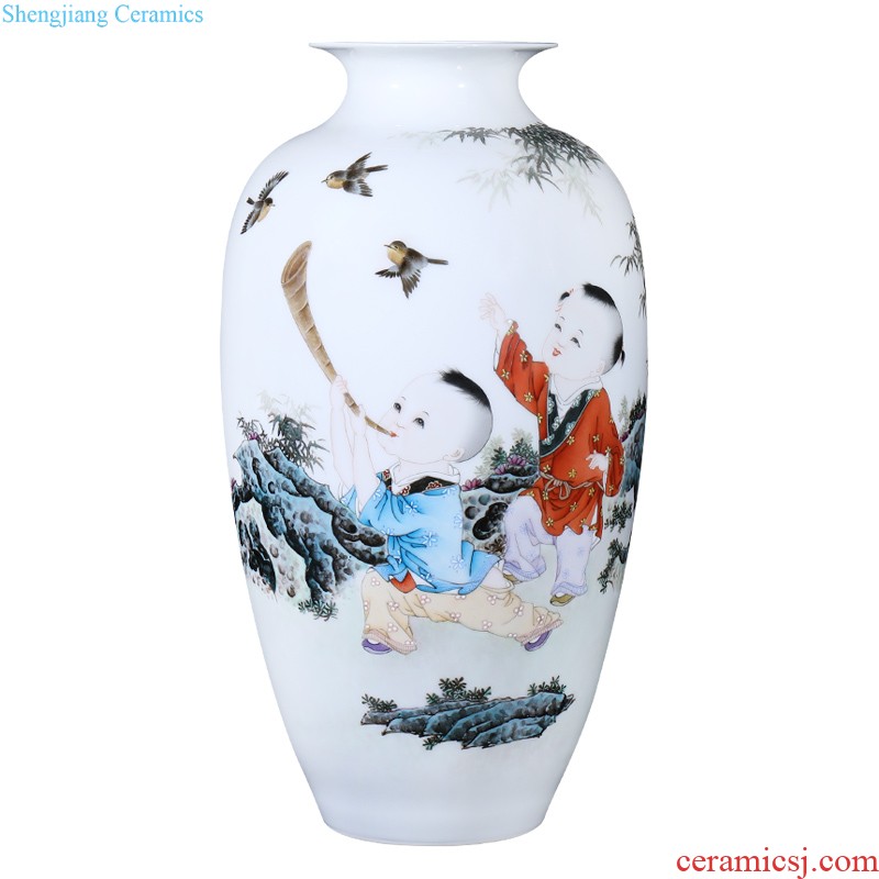 Jingdezhen ceramic vases, modern Chinese painting of flowers and flower arrangement home sitting room bedroom TV ark decorative furnishing articles